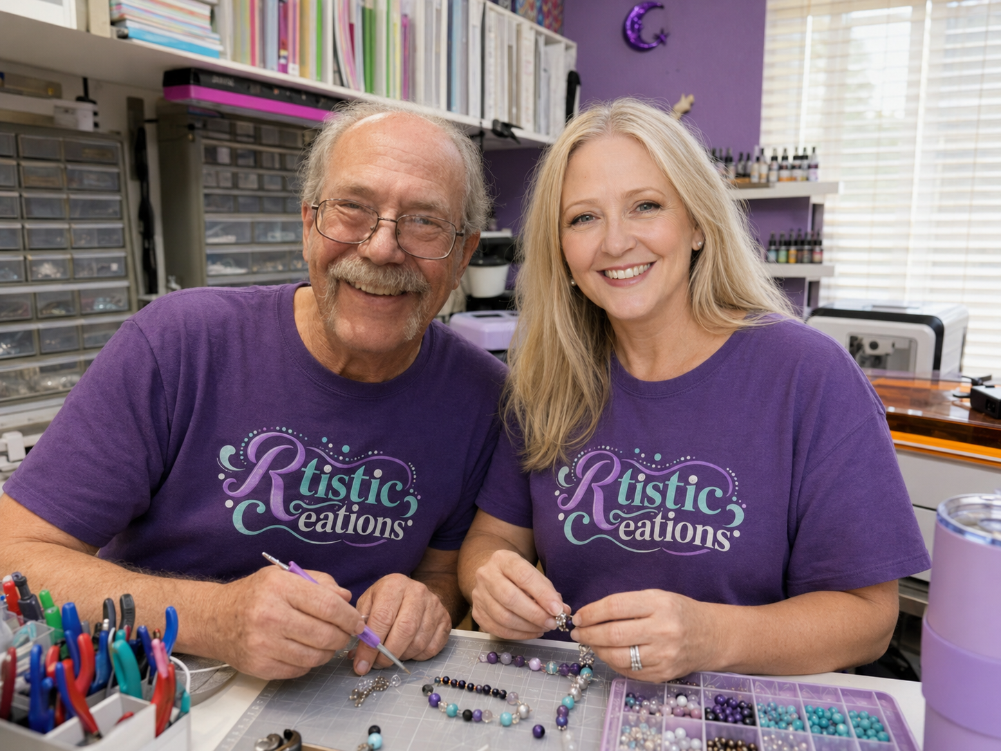 Rosemary and Randy in their studio